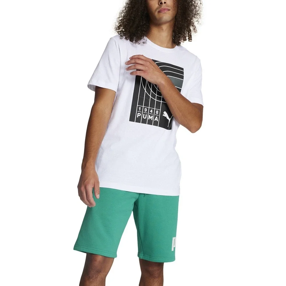 PUMA Big Logo Print Fleece Shorts Mens XL Sparkling Green 681906 20